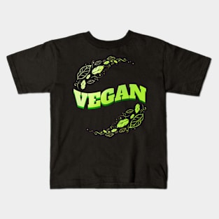 Green Leaves Logo - Go Vegan Kids T-Shirt